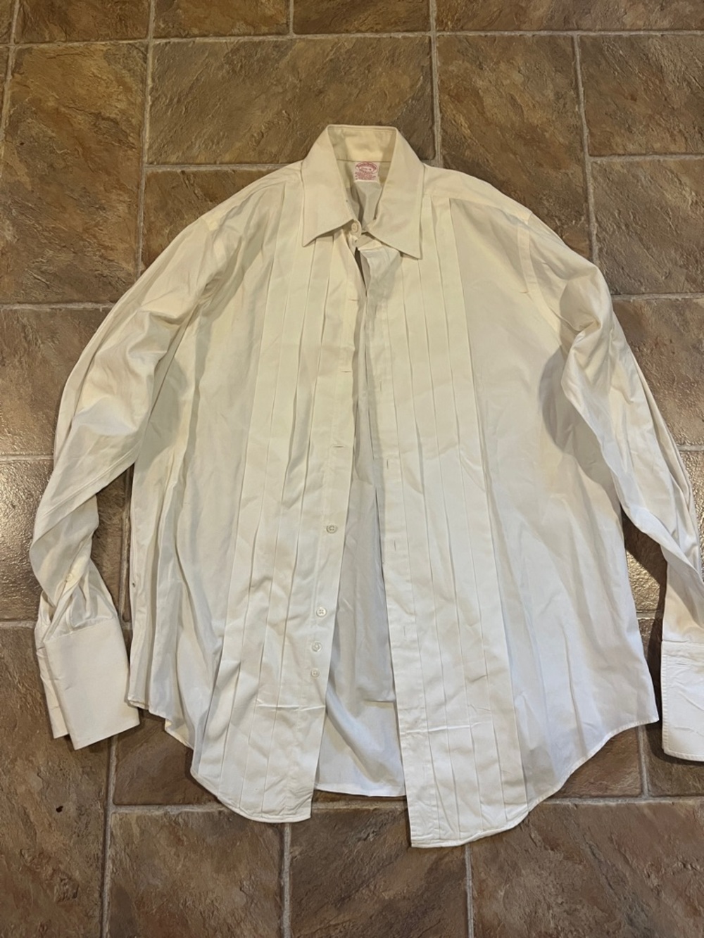 VTG Brooks Brothers white Pleated-Front Tuxedo Shirt 15 1/2-4 Made in USA